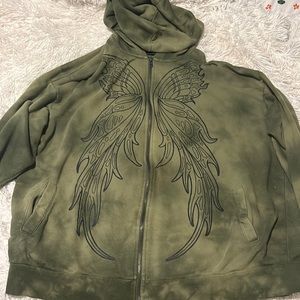 Green butterfly wing sweatshirt